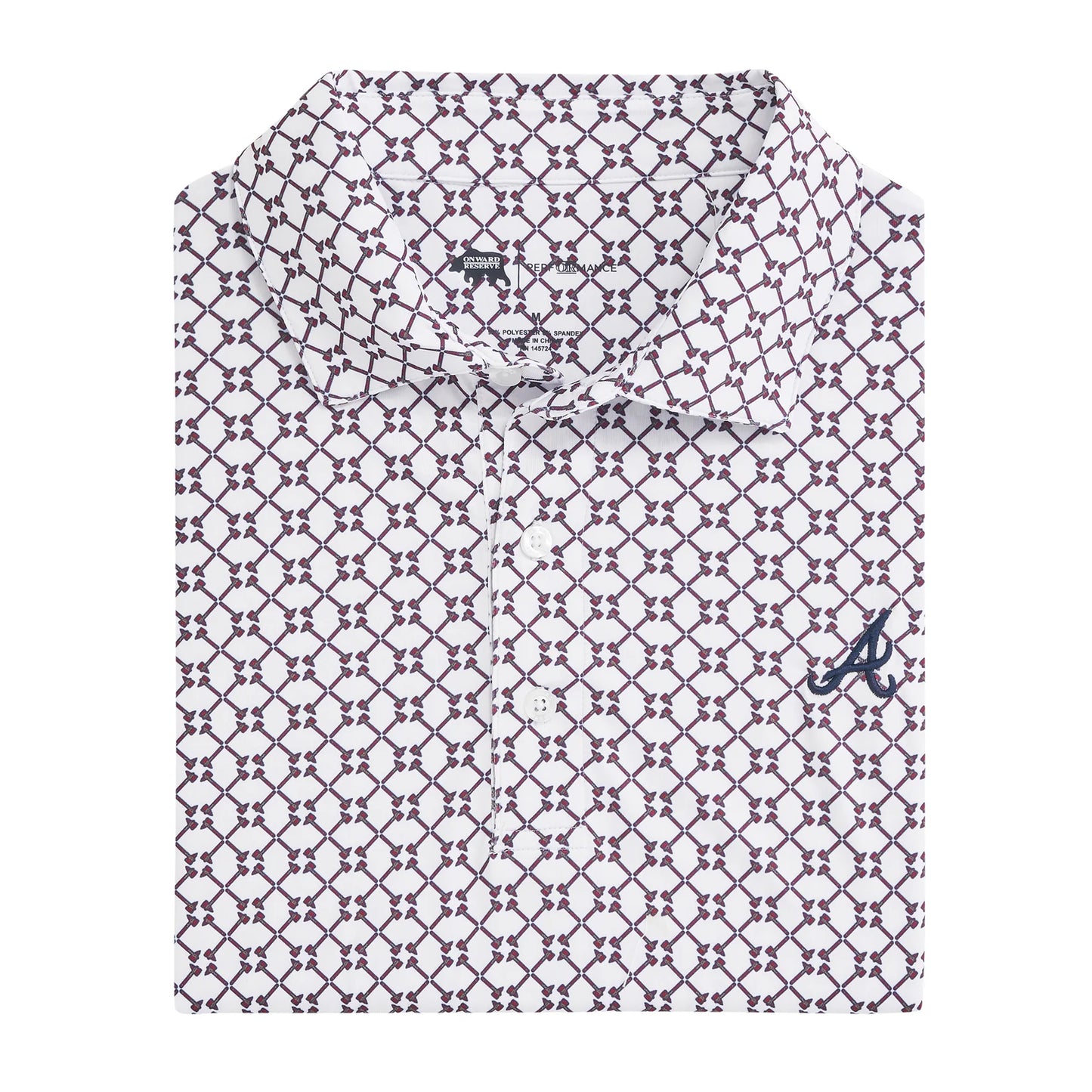 Onward Reserve Atlanta Braves Tomahawk Performance Polo - White