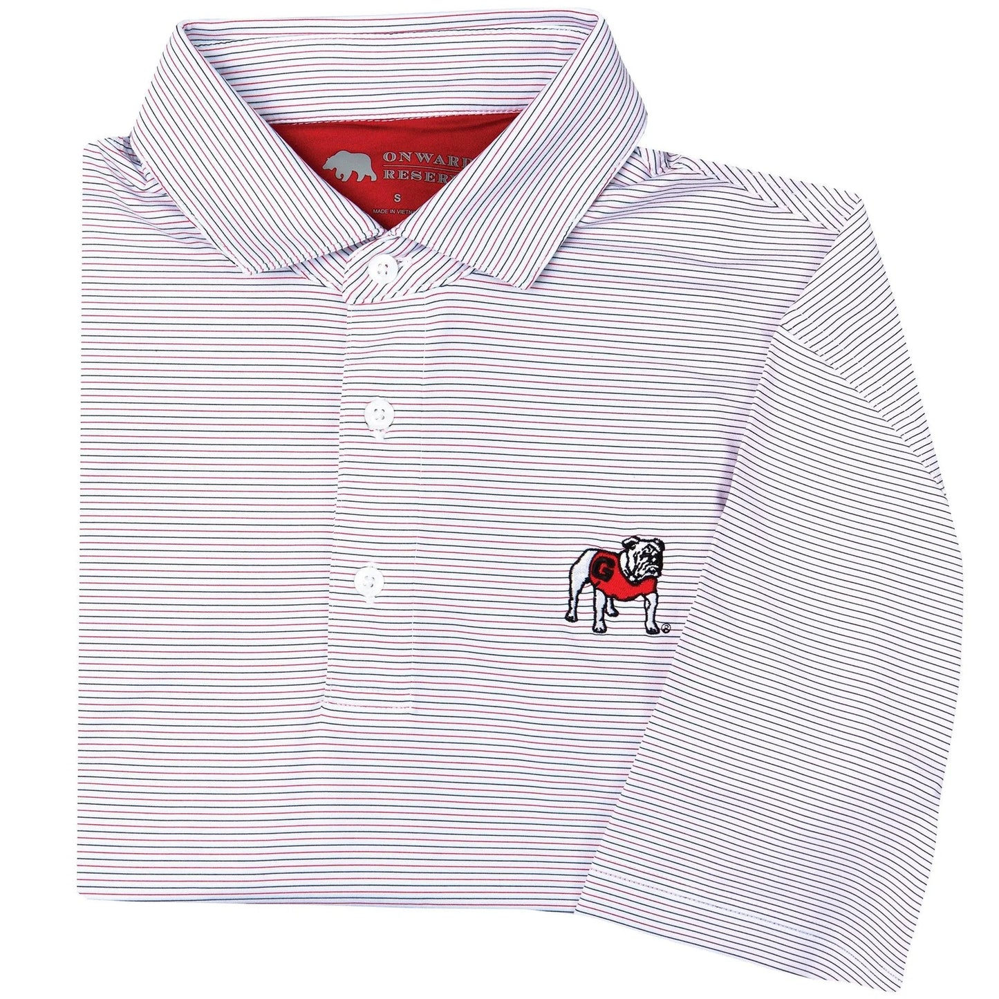 Onward Reserve Tour Stripe Standing Bulldog Polo - White
