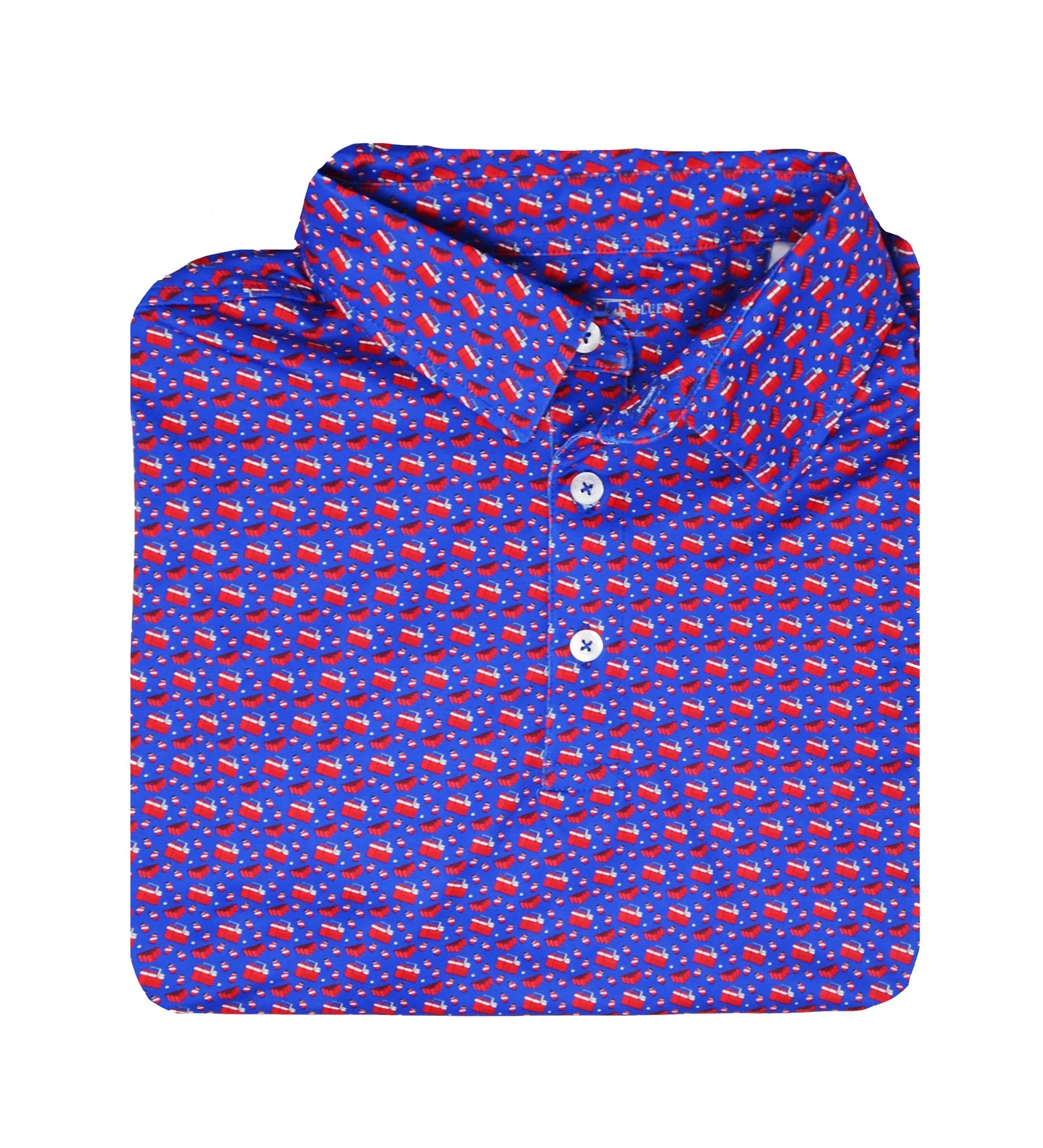 Bald Head Blues Albatross Polo - Royal w/ All-Over Cooler Pattern - Blue