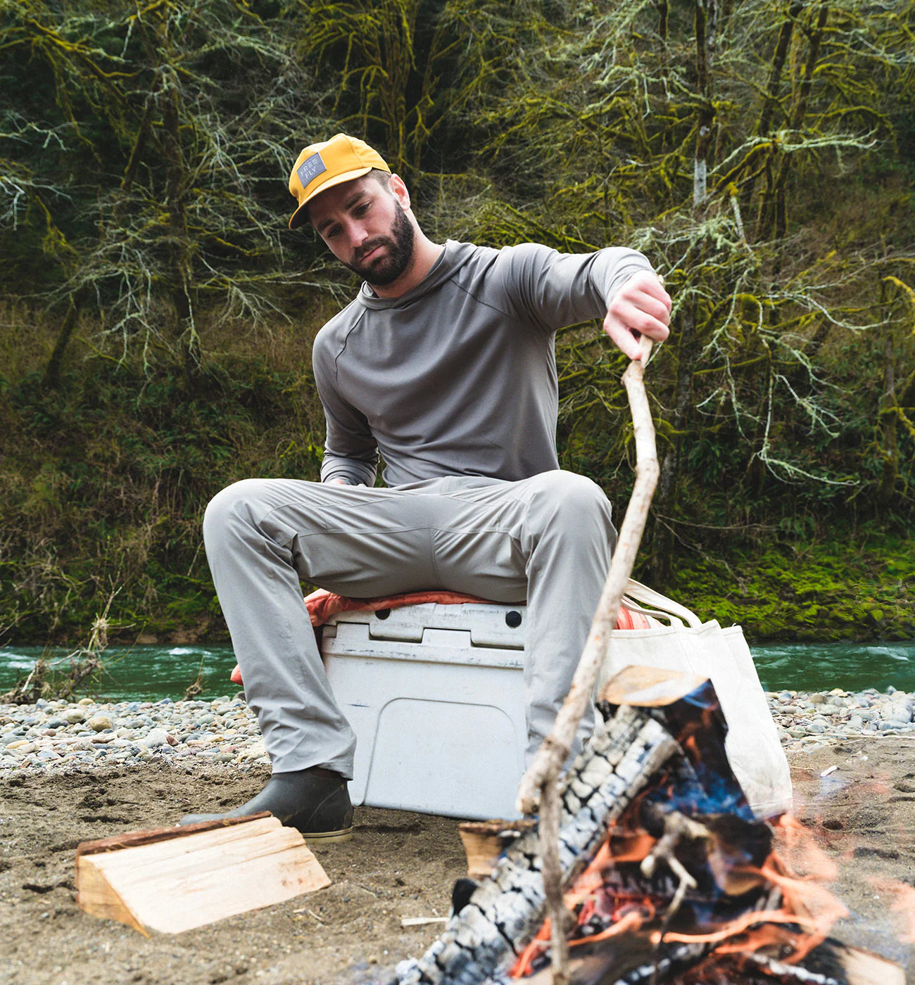 Free Fly Men's Bamboo Flex Hoodie - Black Sand