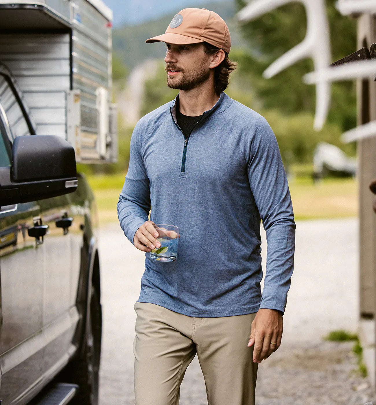 Free Fly Men's Bamboo Flex Quarter Zip - Heather Graphite