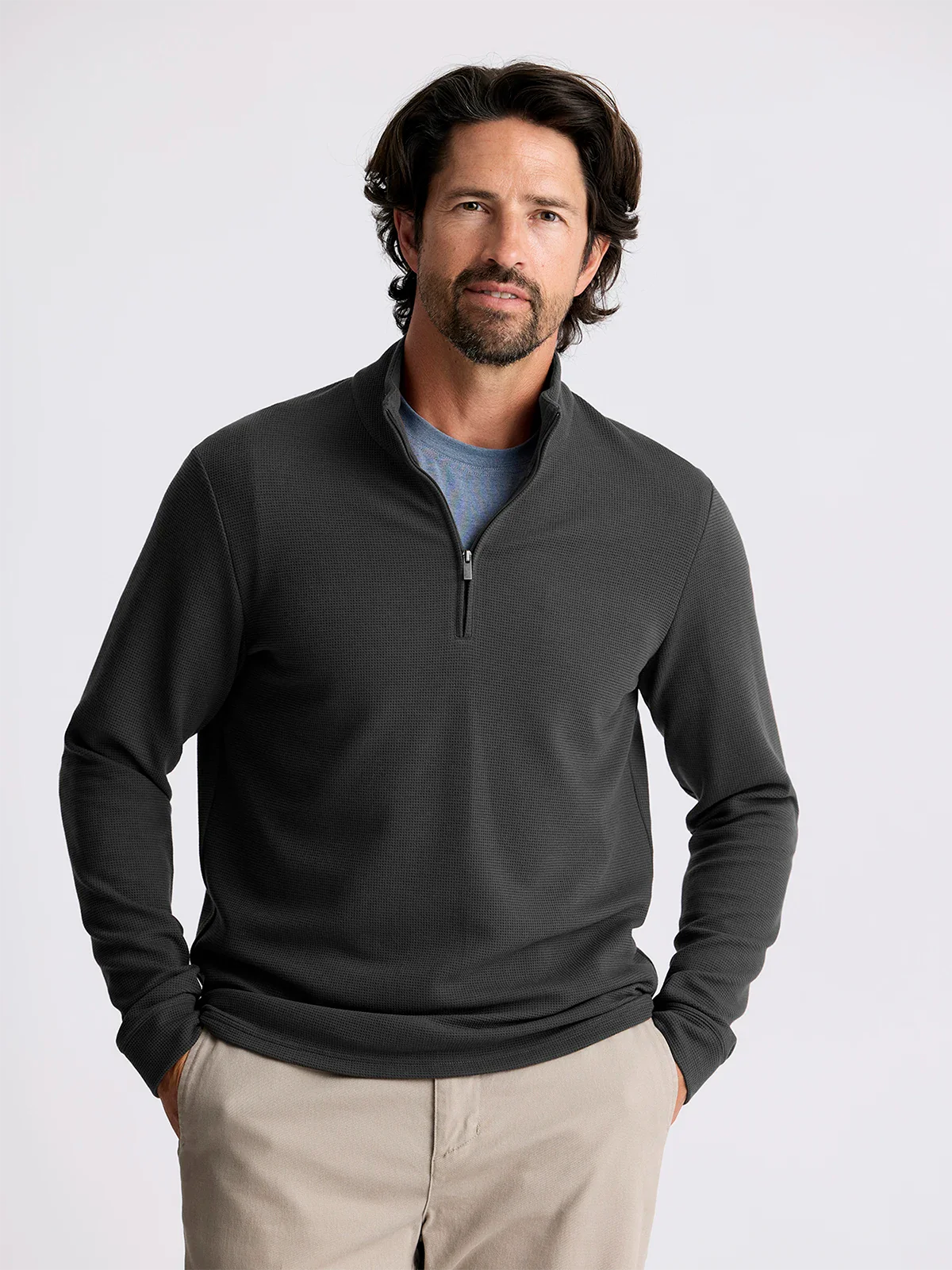 Free Fly Men's Waffle Quarter Zip - Midnight