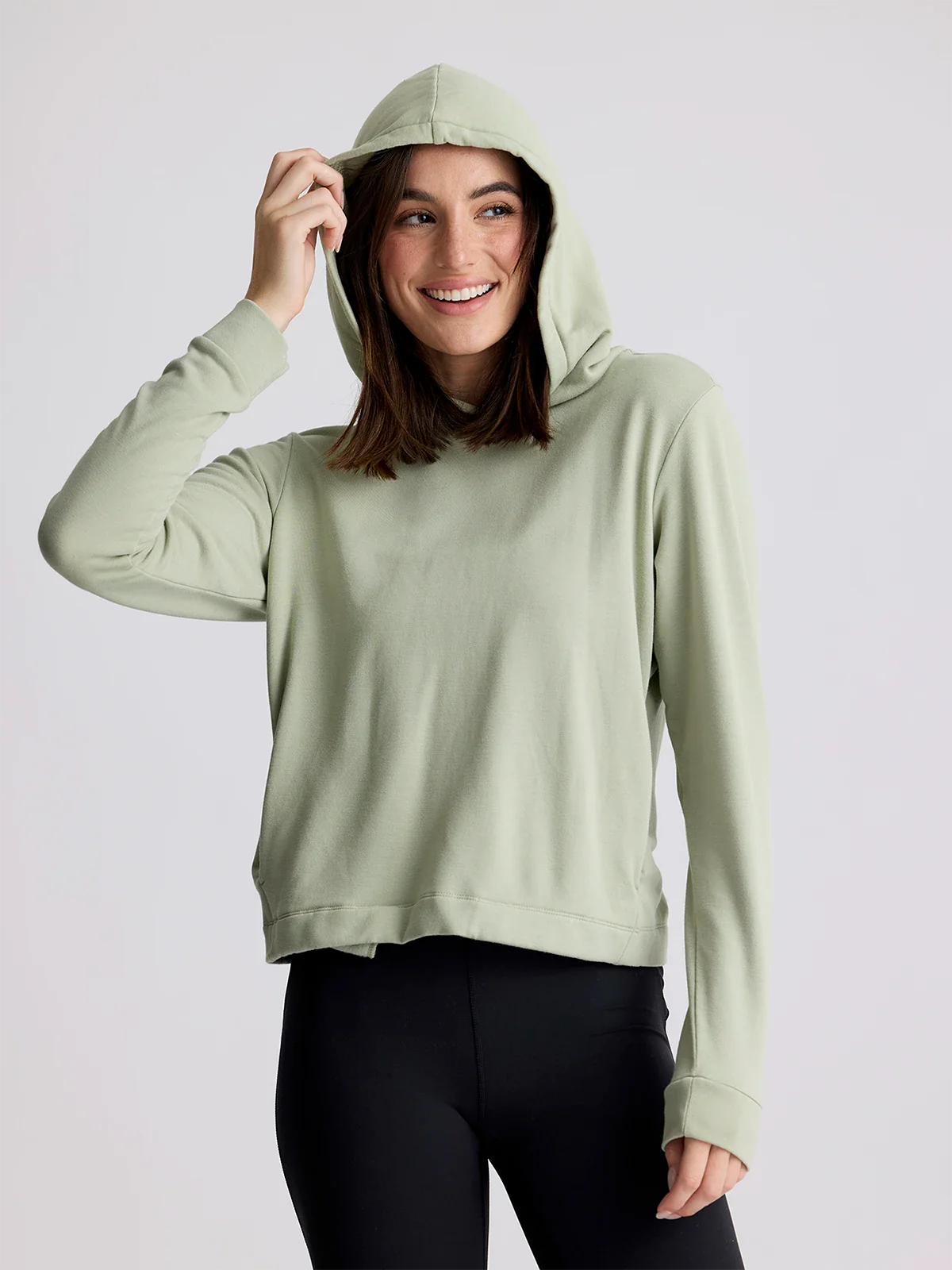 Free Fly Women's Bamboo Lightweight Fleece Cropped Hoodie - Desert Sage
