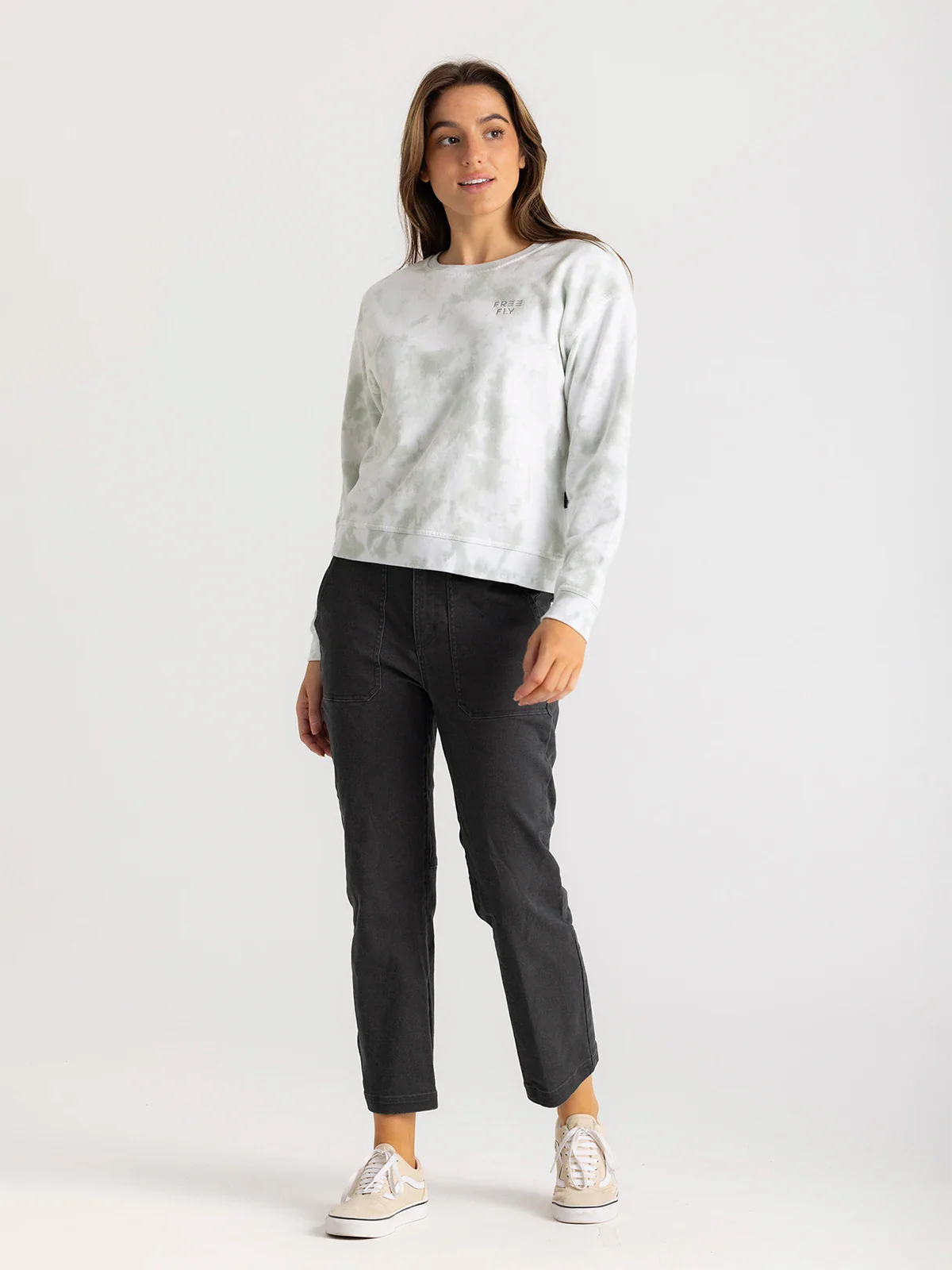 Free Fly Women's Embroidered Logo Fleece Crew - Tie Dye