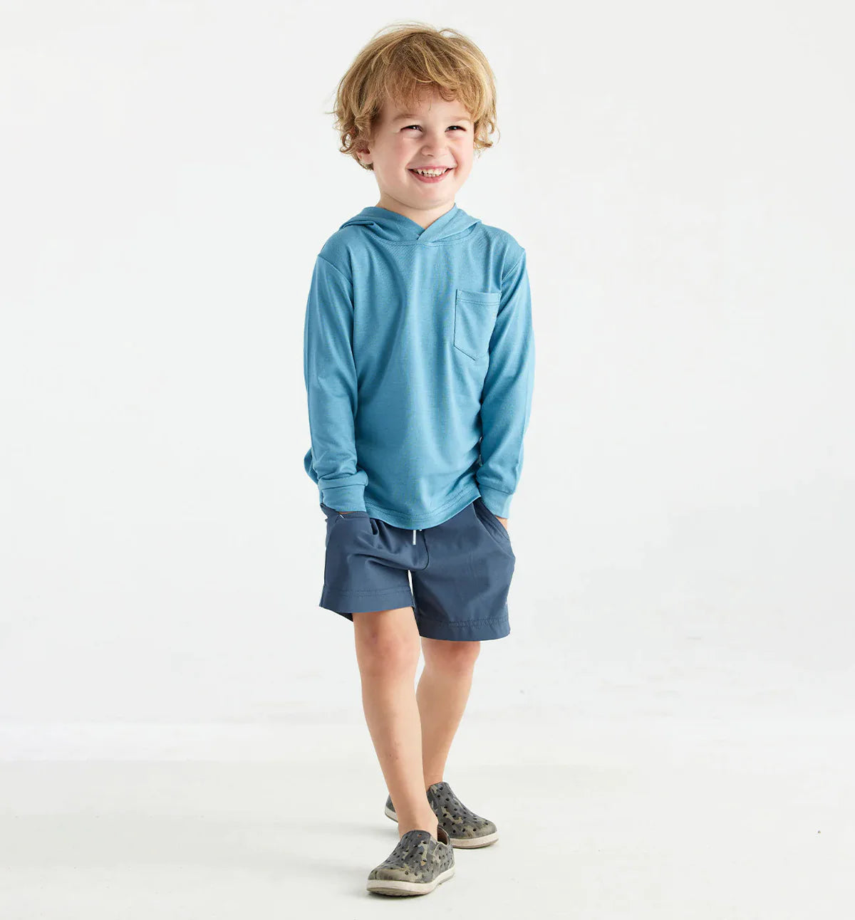 Free Fly Toddler Bamboo Shade Hoodie - Bluestone