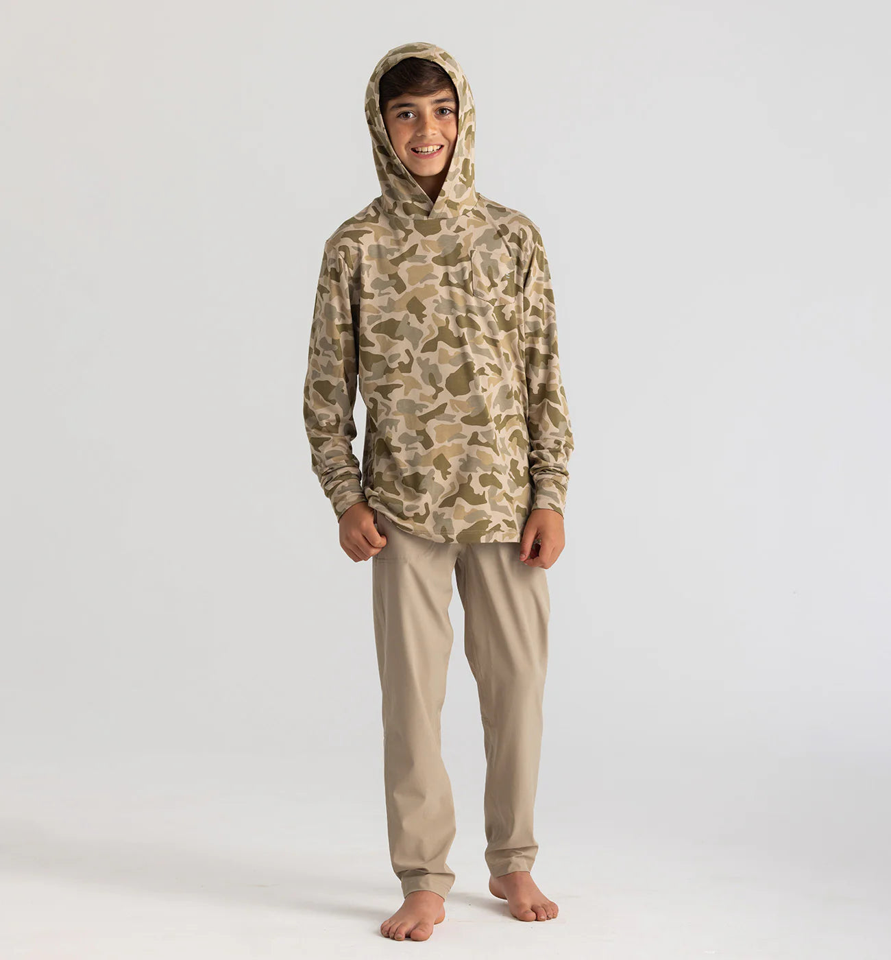 Free Fly Youth Bamboo Shade Hoodie - Barrier Island Camo