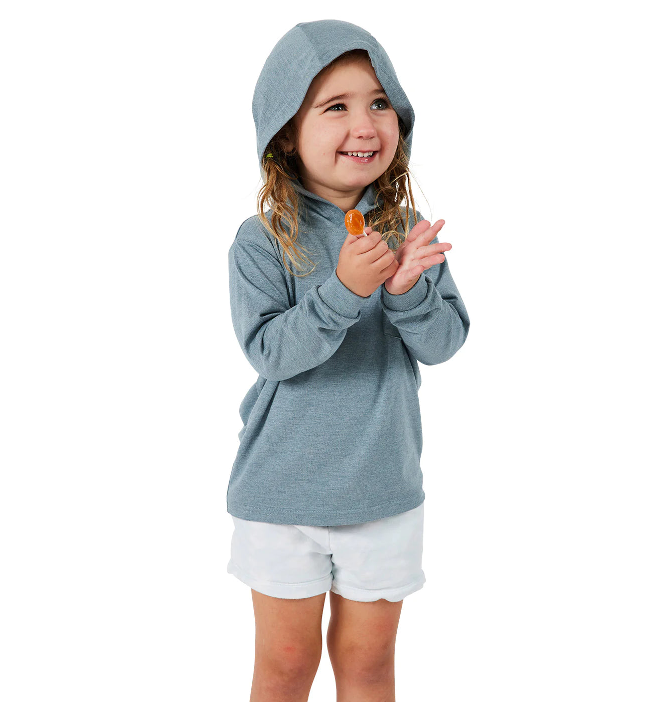 Free Fly Toddler Bamboo Crossover Hoodie - Heather Blue Current
