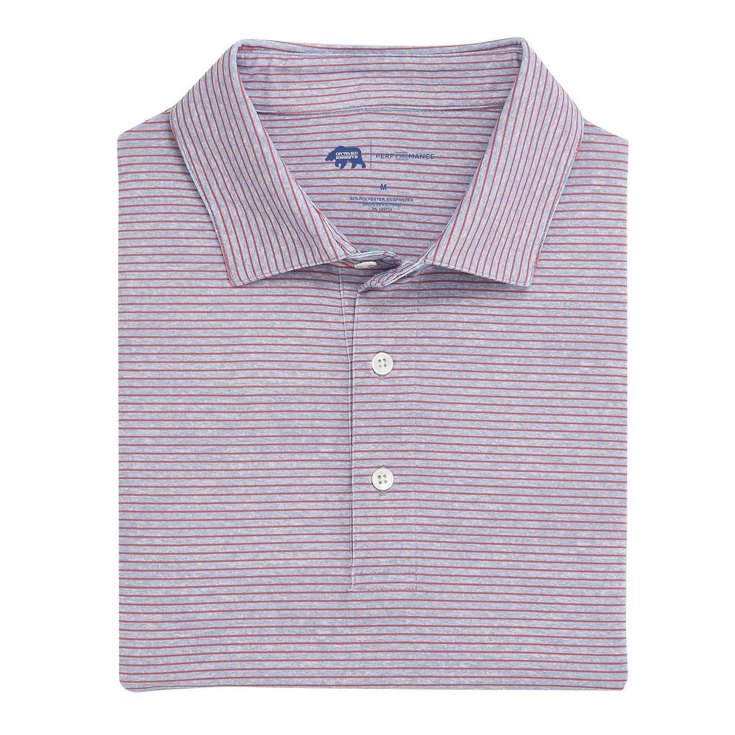 Onward Reserve Birdie Stripe Performance Polo - Mineral Red
