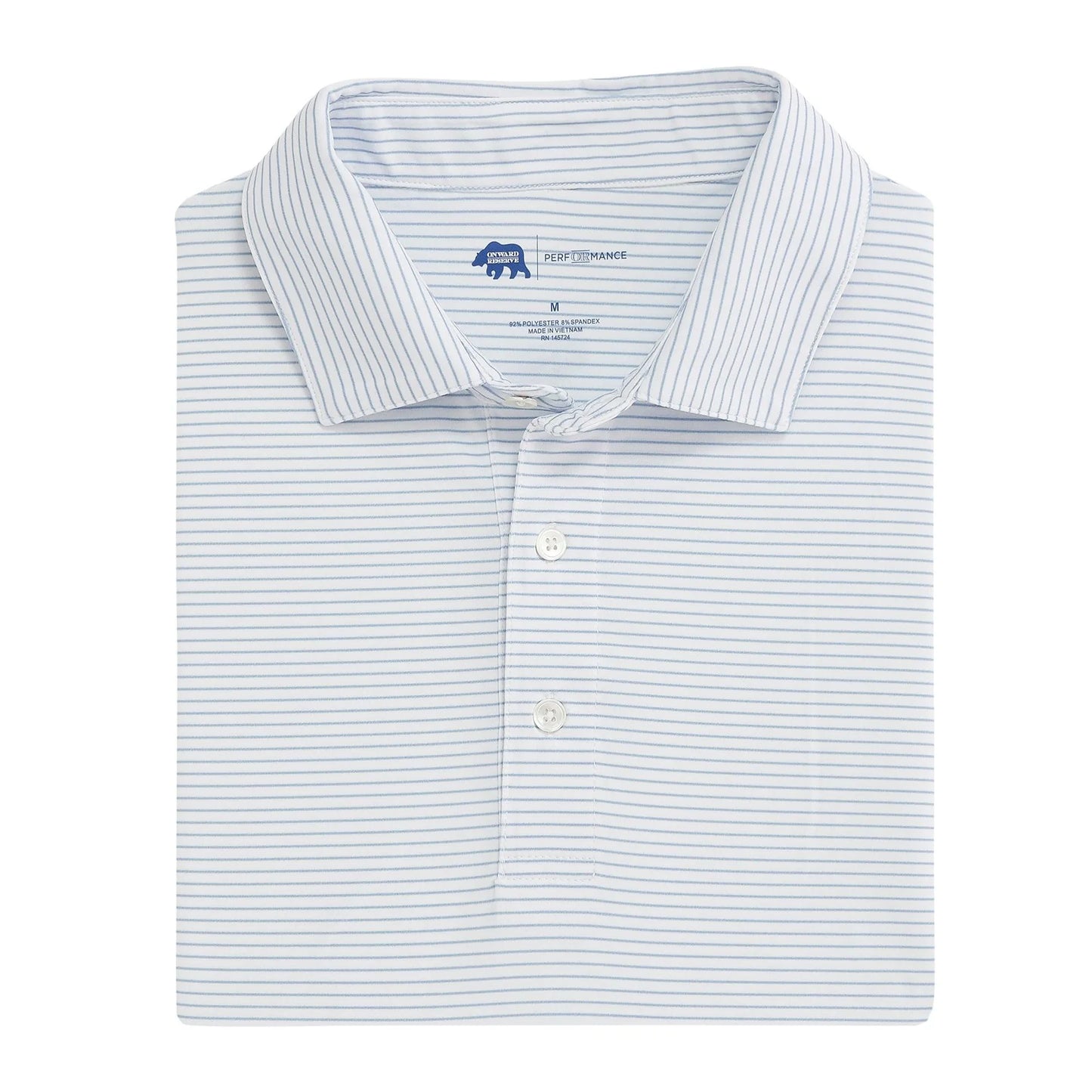 Onward Reserve Birdie Stripe Performance Polo - Dusty Blue