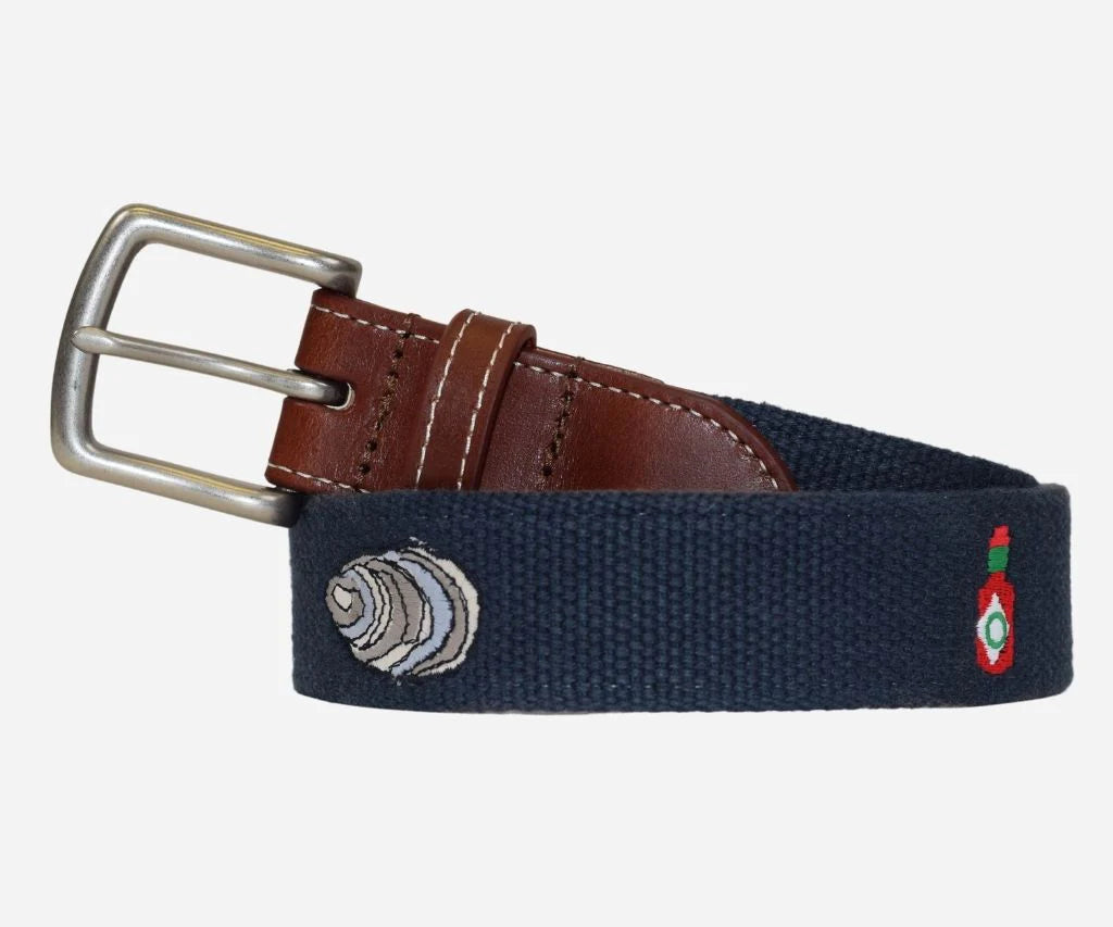 J.T. Spencer Oyster Roast Embroidered Belt - Patriot Navy