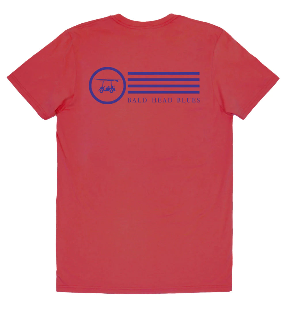 Bald Head Blues Island Tee - Short Sleeve Circle w/ Stripes - Brick Red