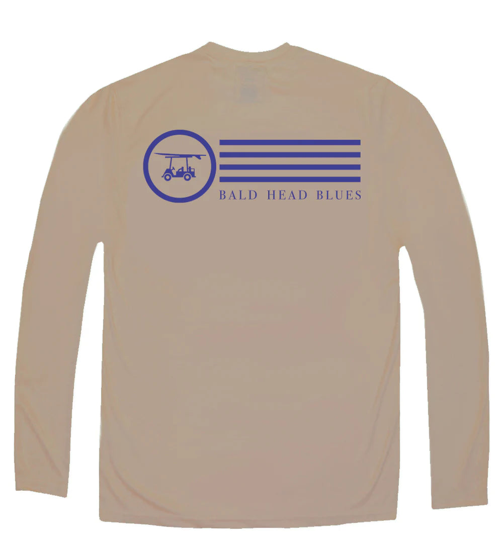 Bald Head Blues Circle Logo Performance LS Tee - Tan