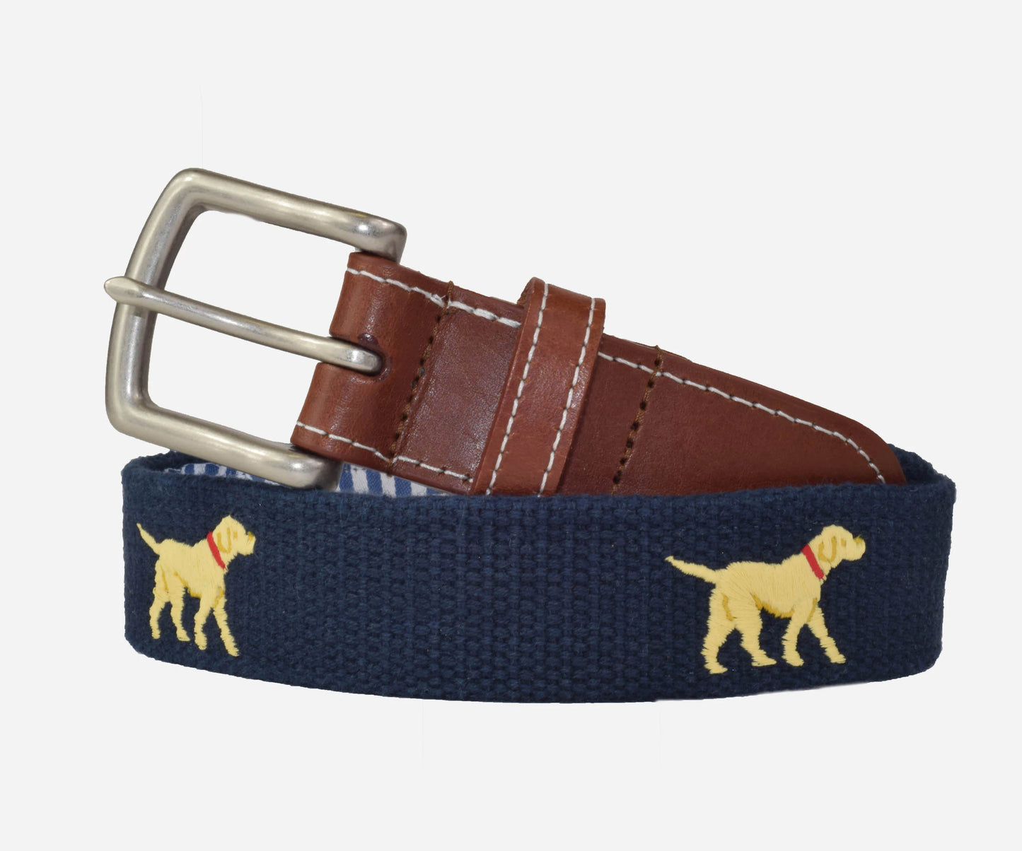 J.T. Spencer Yellow Labrador Retriever Embroidered Belt - Patriot Navy