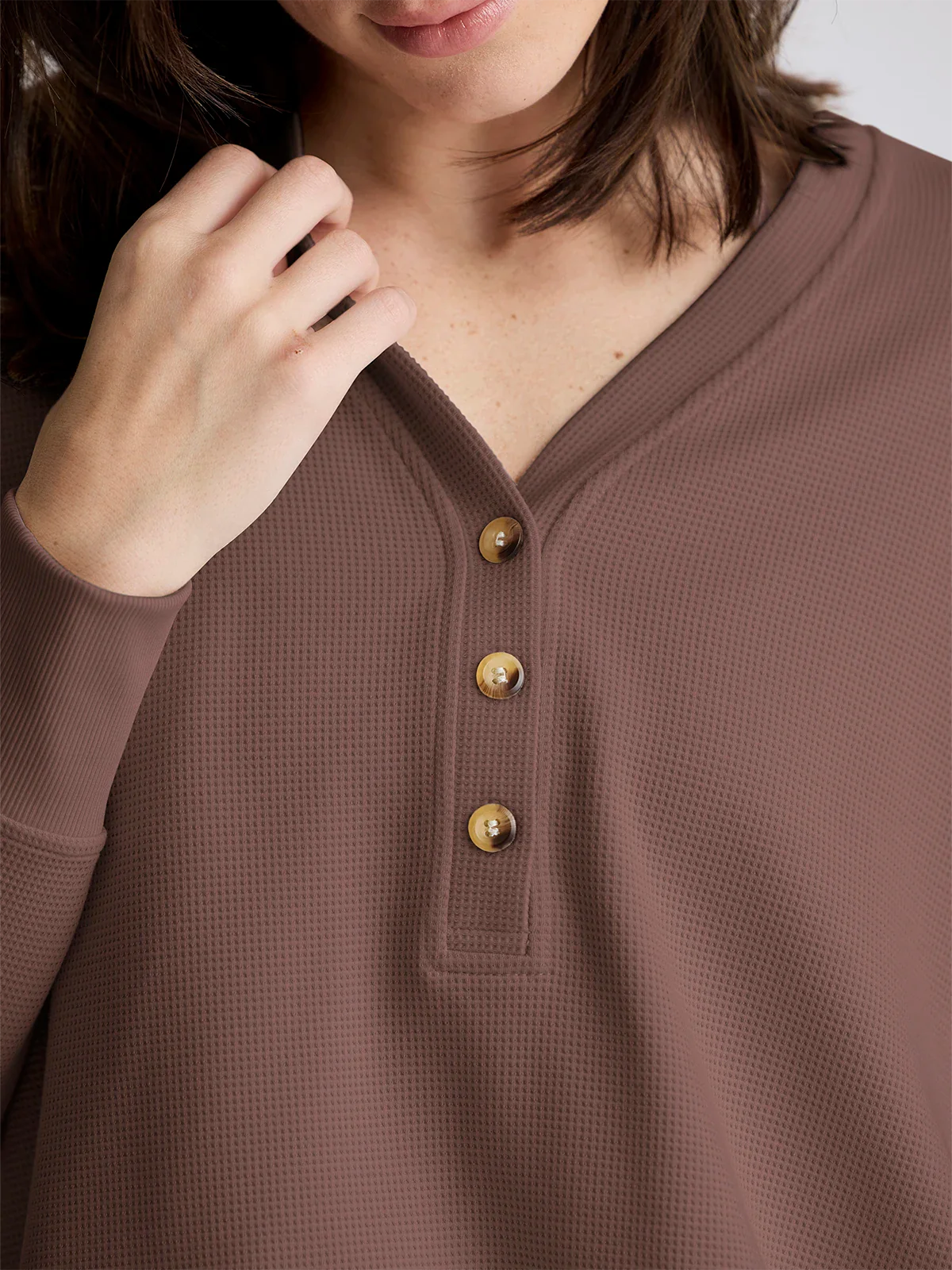 Free Fly Women's Waffle Long Sleeve Henley - Fig
