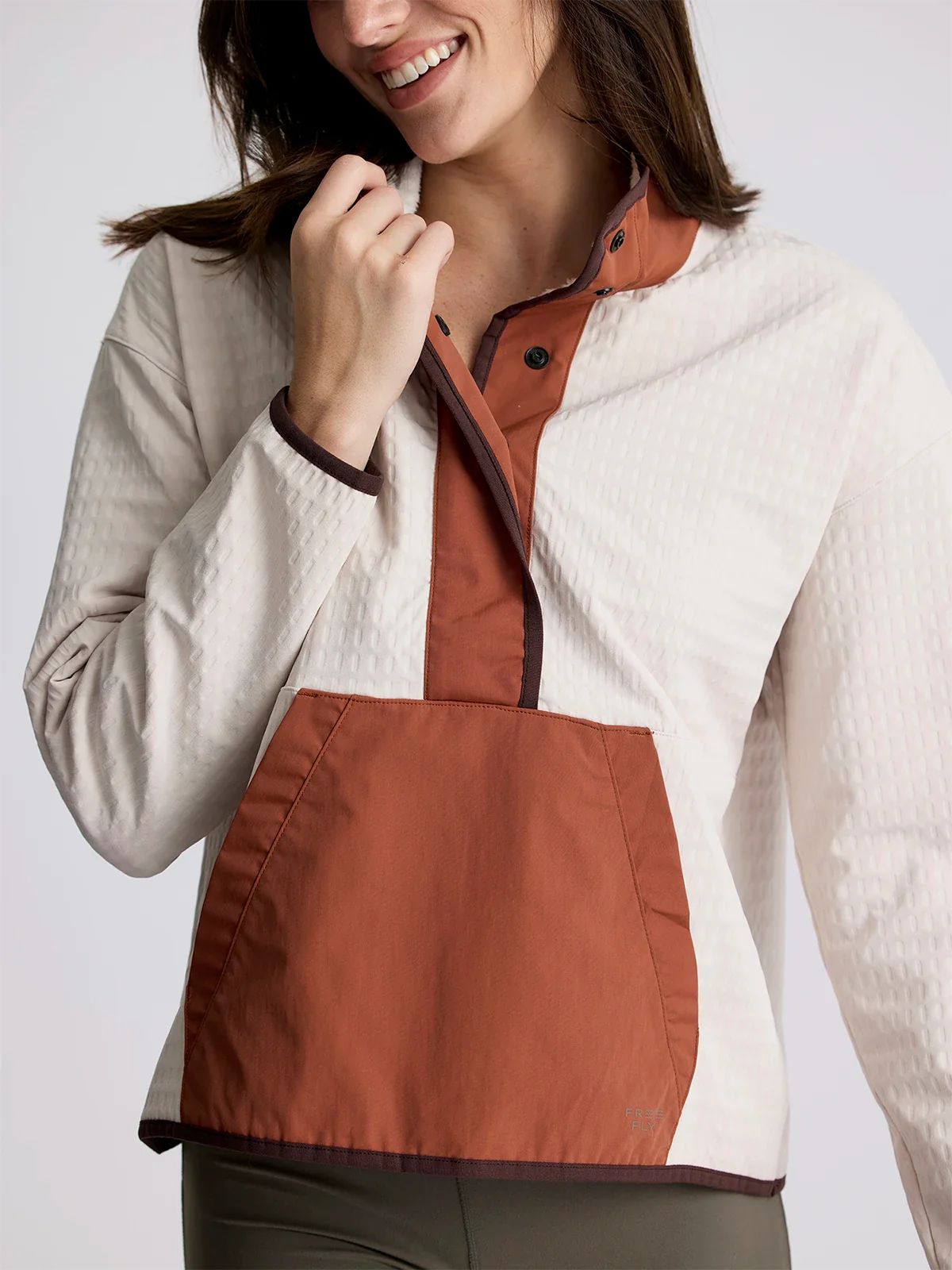 Free Fly Women's Gridback Fleece Snap Pullover - Stone