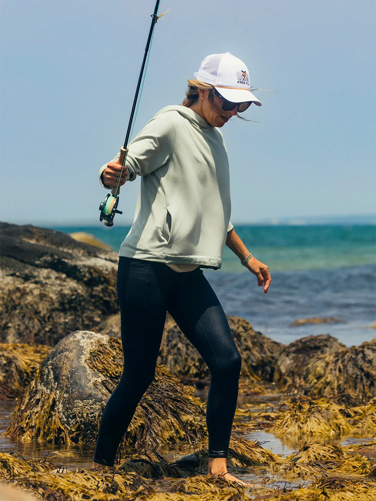 Free Fly Women's Bamboo Lightweight Fleece Cropped Hoodie - Desert Sage