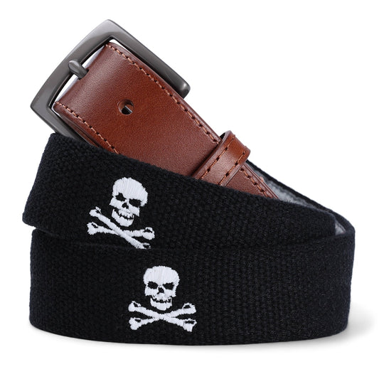 The Jolly Roger Skull and Bones - Embroidered Imperial Belt