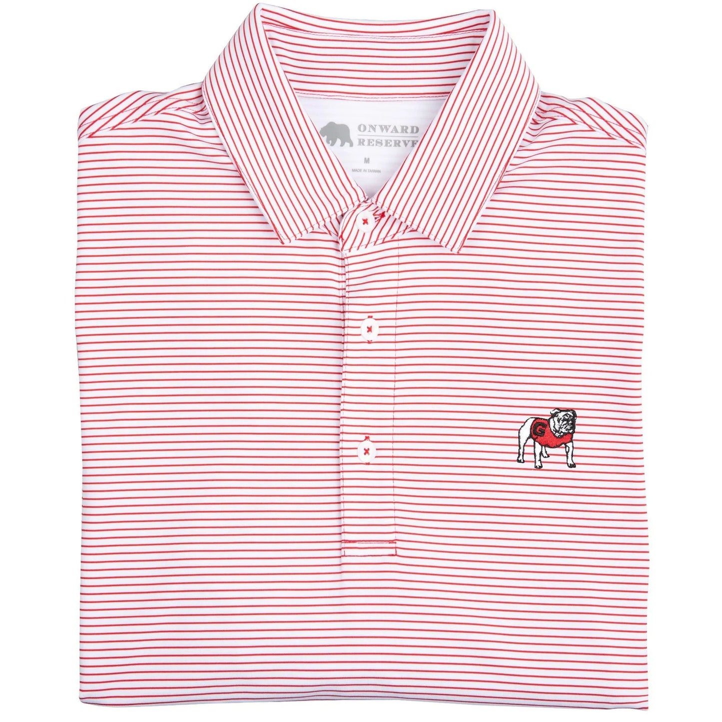Onward Reserve Birdie Stripe Standing Bulldog Polo - Red