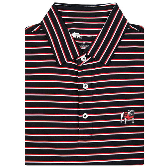 Onward Reserve Fairway Stripe Standing Bulldog Performance Polo - Black