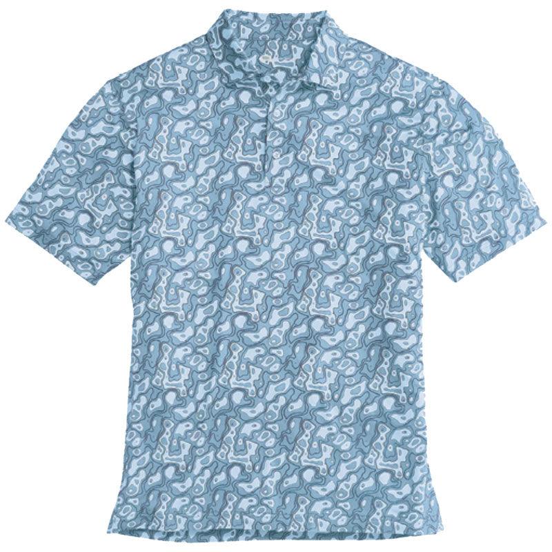 Onward Reserve Topographic Golf Printed Performance Polo Youth - Provincial Blue