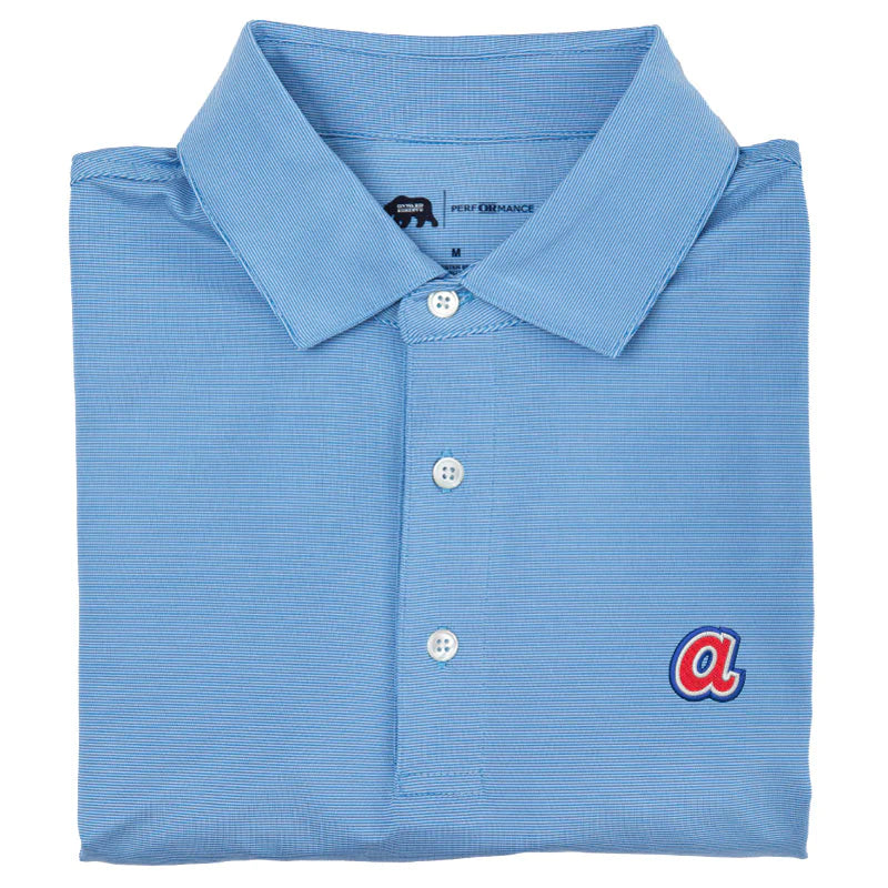 Onward Reserve Atlanta Braves Cooperstown Hairline Stripe Performance Polo - Sky Blue
