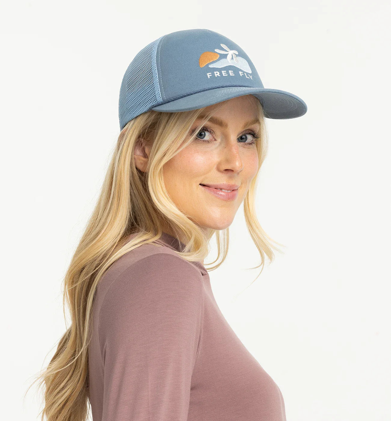 Free Fly Women's Coral Trucker Hat - Blue Fog