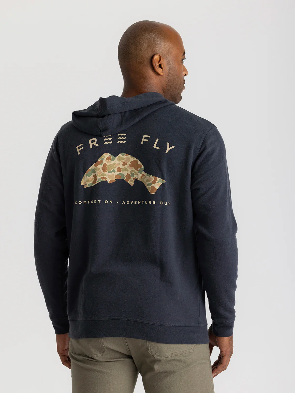 Free Fly Vintage Camo Redfish Fleece Hoodie - Black Sand