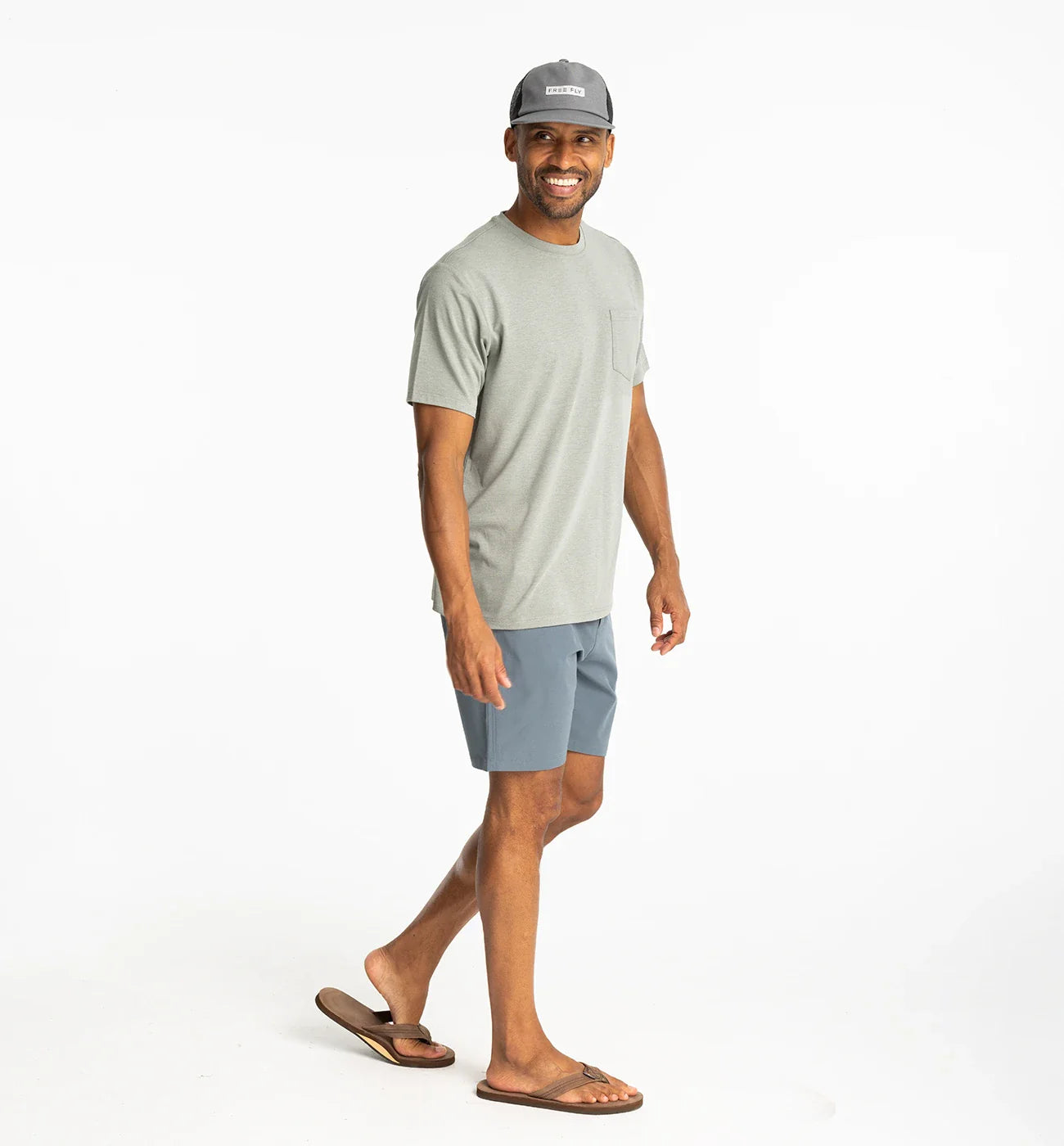 Free Fly Men's Bamboo Flex Pocket Tee - heather Agave Green