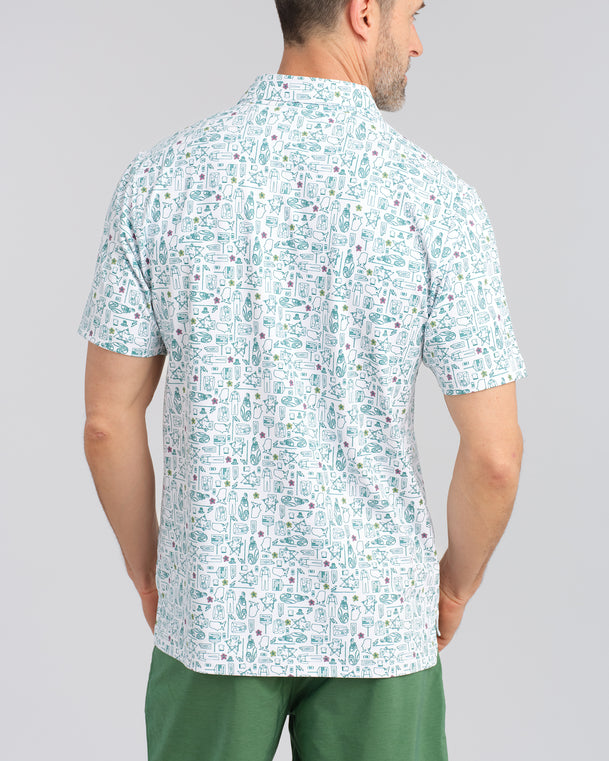 Green Blazer Groove Men's Polo - White
