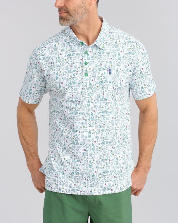 Green Blazer Groove Men's Polo - White