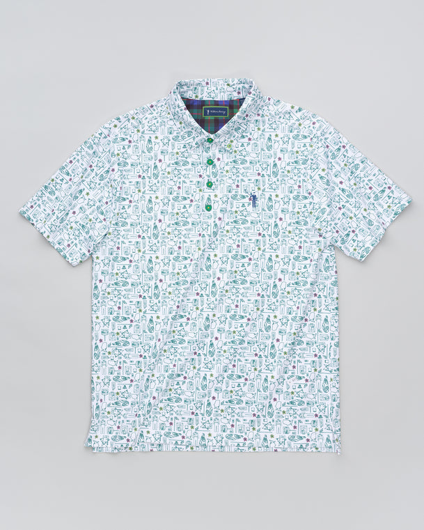 Green Blazer Groove Men's Polo - White
