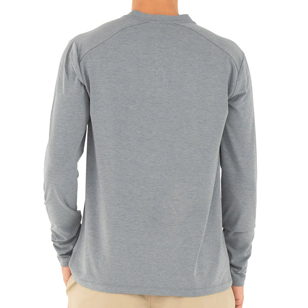 Free Fly Men's Bamboo Flex Henley - Heather Blue Dusk