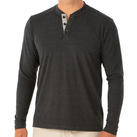 Free Fly Men's Bamboo Flex Henley - Heather Black