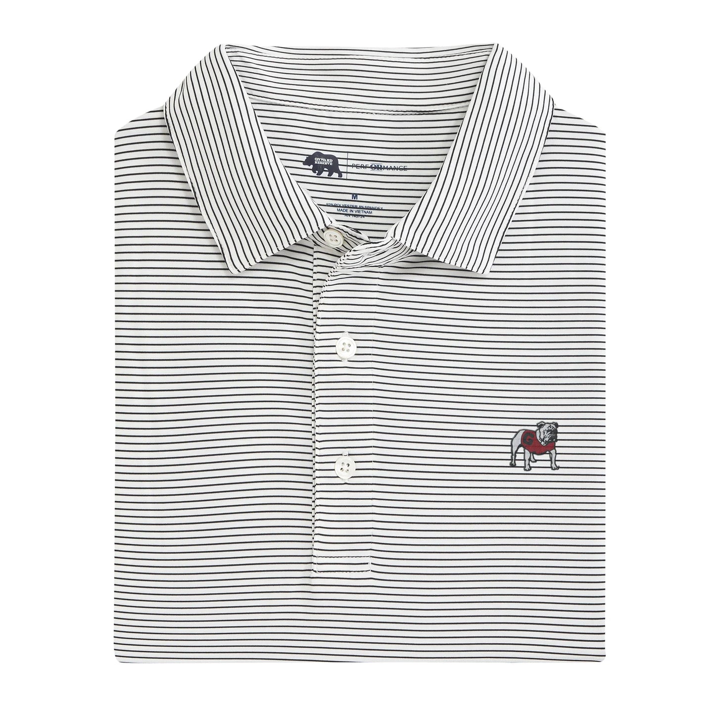 Birdie Stripe Standing Bulldog Polo - White/Black