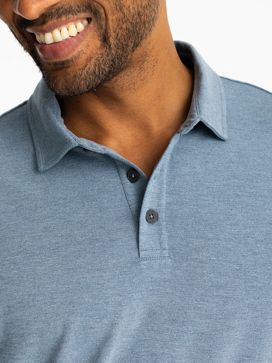Free Fly Men's Bamboo Flex Polo - Heather Deepwater