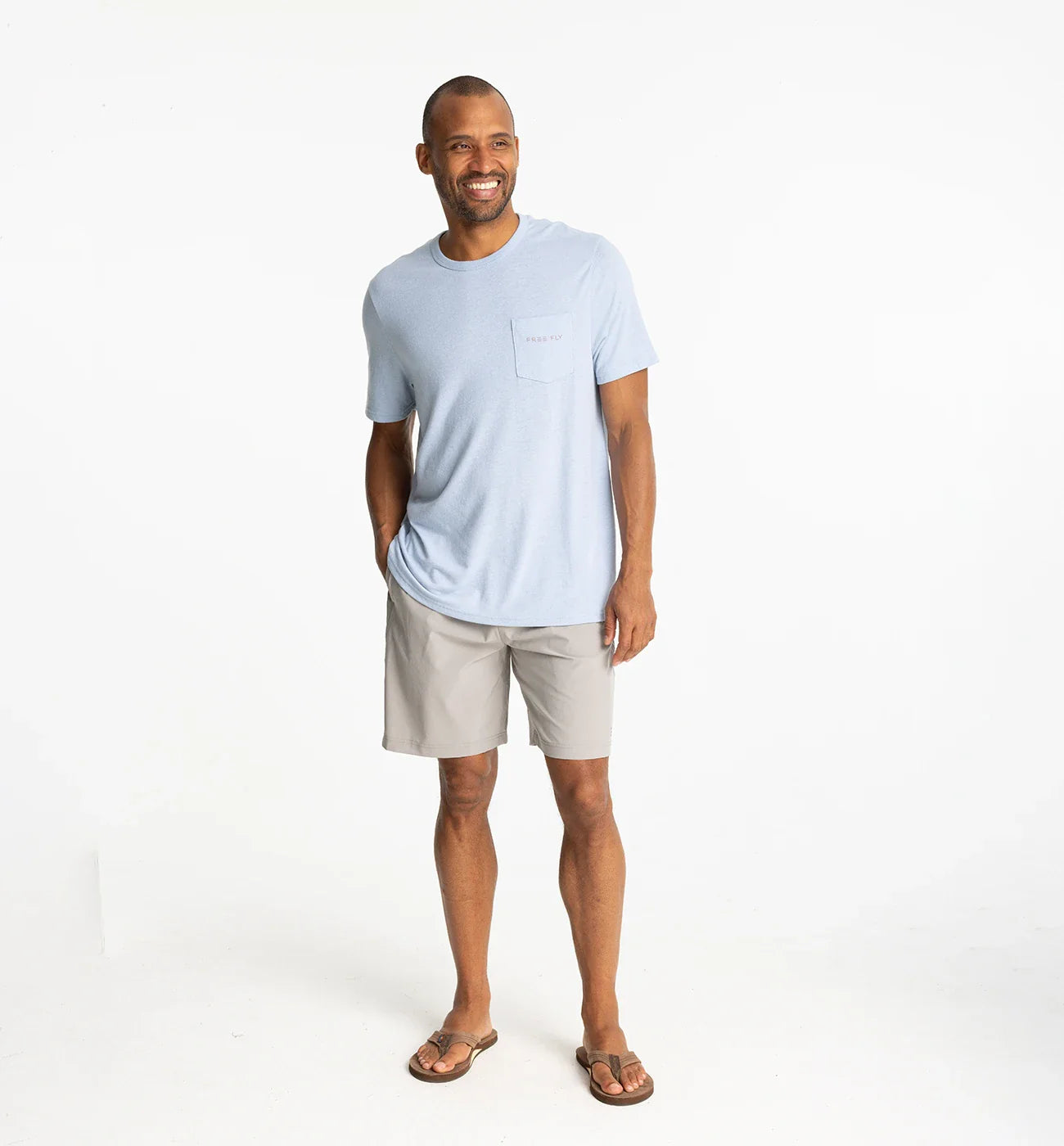 Free Fly Sun And Surf Pocket Tee - Heather Cays Blue