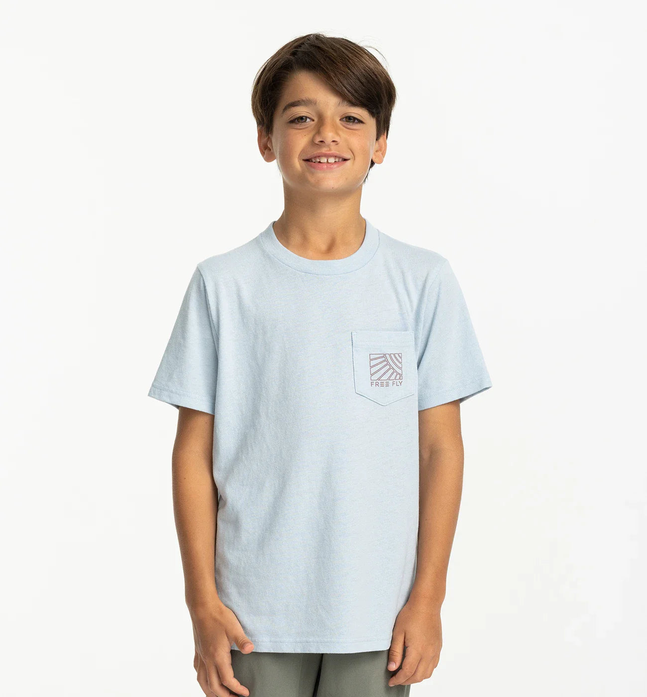 Free Fly Youth Sun And Surf Pocket Tee - Heather Cays Blue