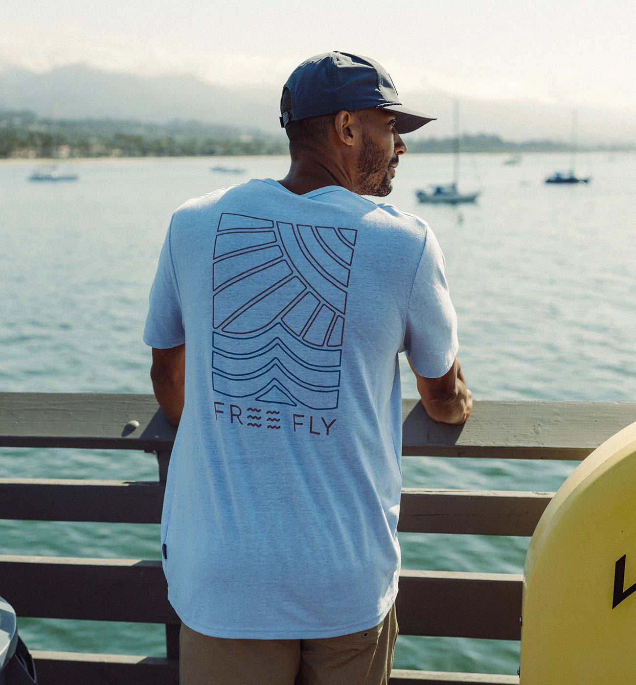 Free Fly Sun And Surf Pocket Tee - Heather Cays Blue