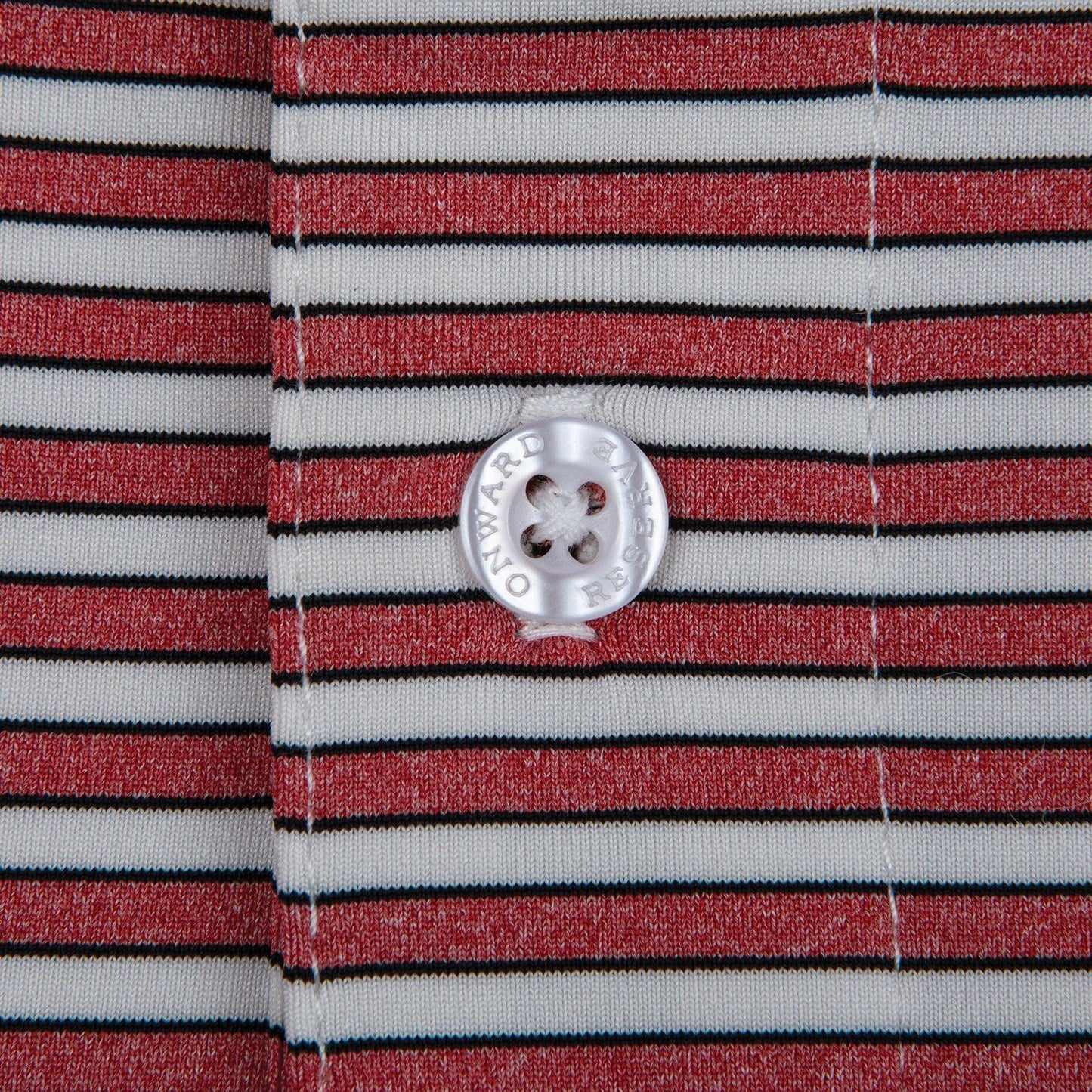 Onward Reserve Standing Bulldog Mulligan Stripe Performance Youth Polo - Heather Red/Black