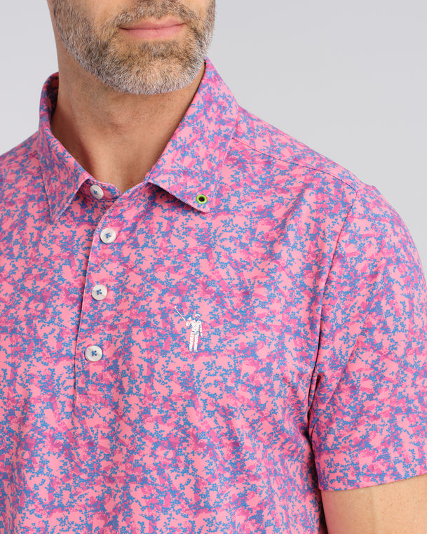 WM Floral Men's Polo - Pink