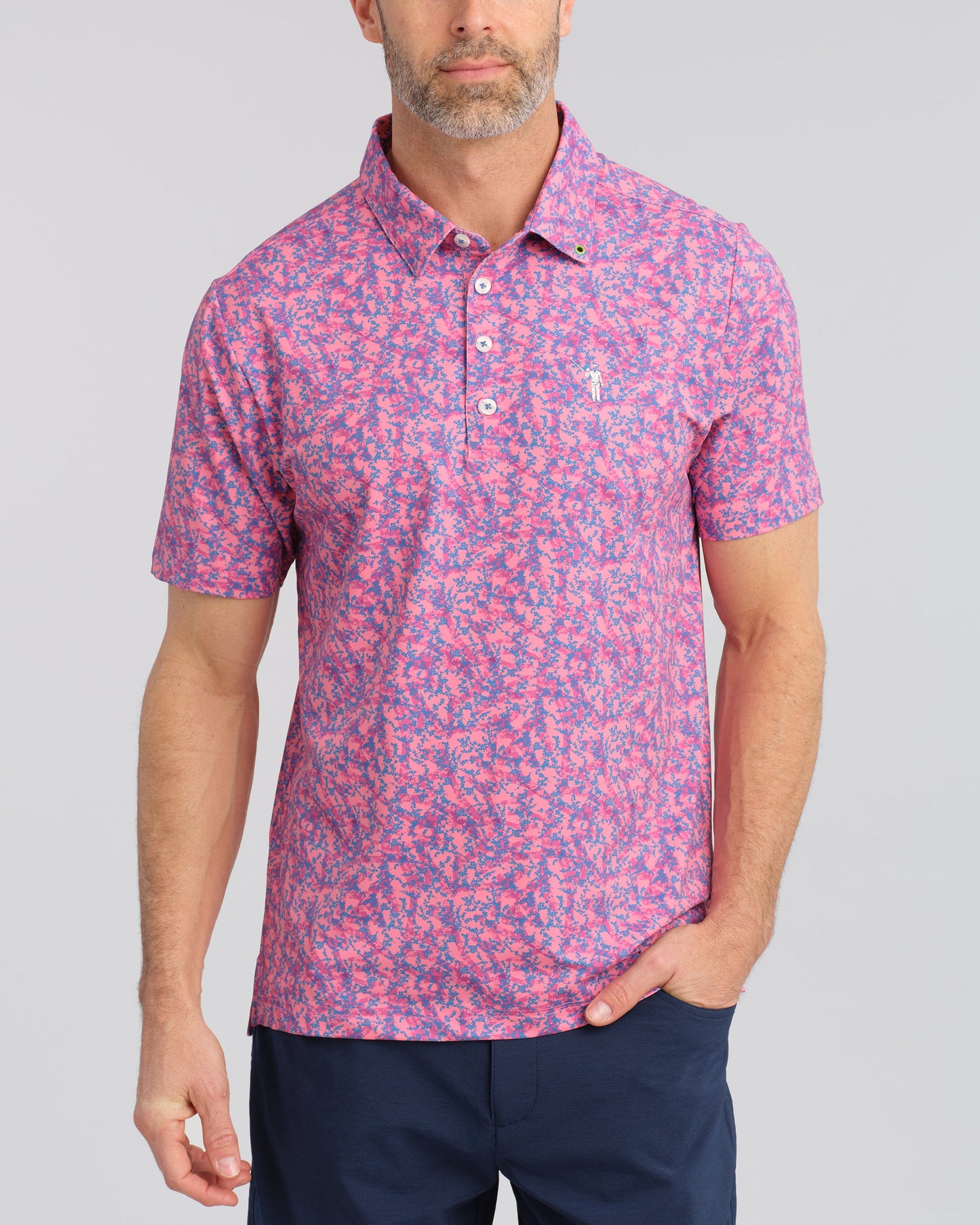 WM Floral Men's Polo - Pink