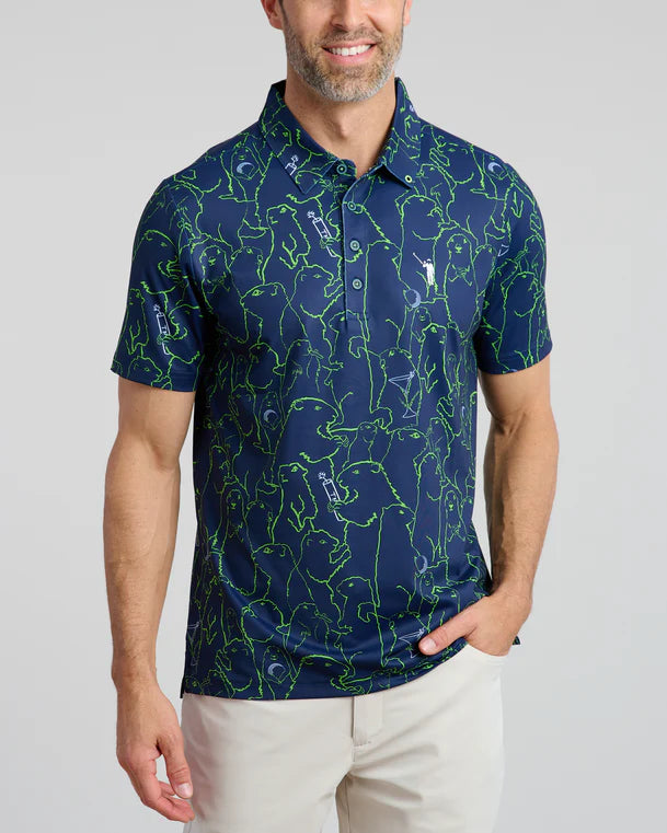 William Murray Gopher All Over Men's Polo - Navy/Green