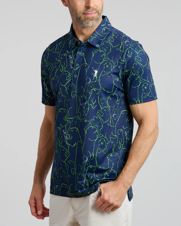 William Murray Gopher All Over Men's Polo - Navy/Green