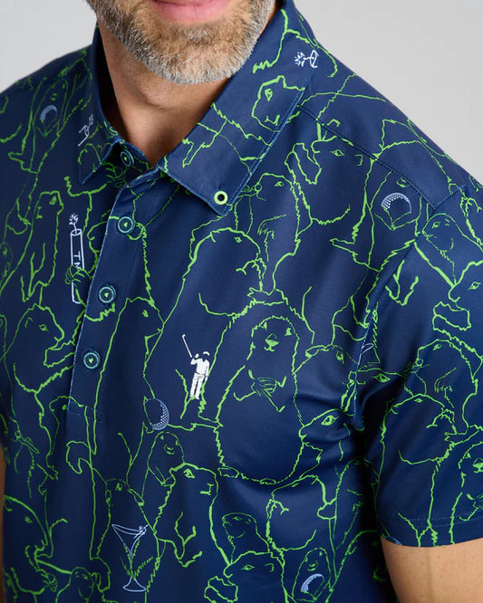 William Murray Gopher All Over Men's Polo - Navy/Green