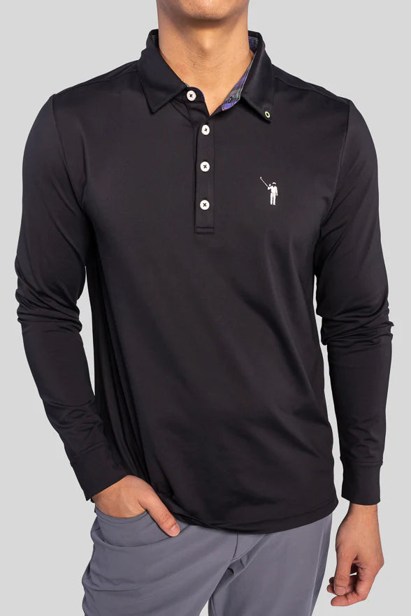 William Murray MURRAY CLASSIC LONG SLEEVE POLO - Black