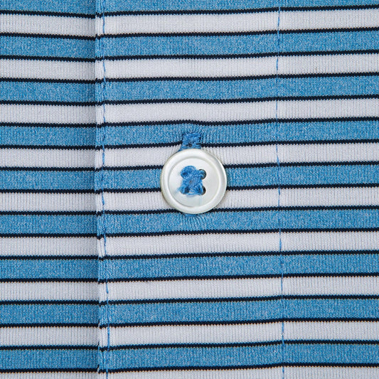 Onward Reserve Mulligan Stripe Youth Performance Polo - Heather Blue/Navy