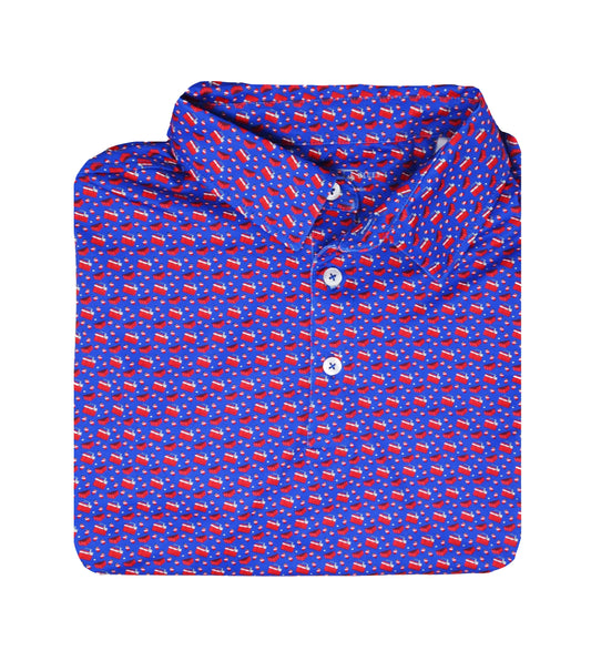 Bald Head Blues Albatross Polo - Royal w/ All-Over Cooler Pattern - Blue