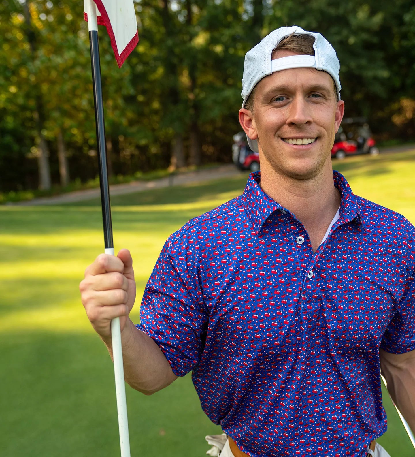 Bald Head Blues Albatross Polo - Royal w/ All-Over Cooler Pattern - Blue