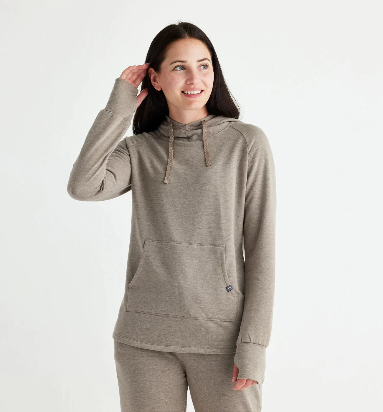 Free Fly Women's Bamboo Lightweight Fleece Pullover Hoodie - Heather Oat