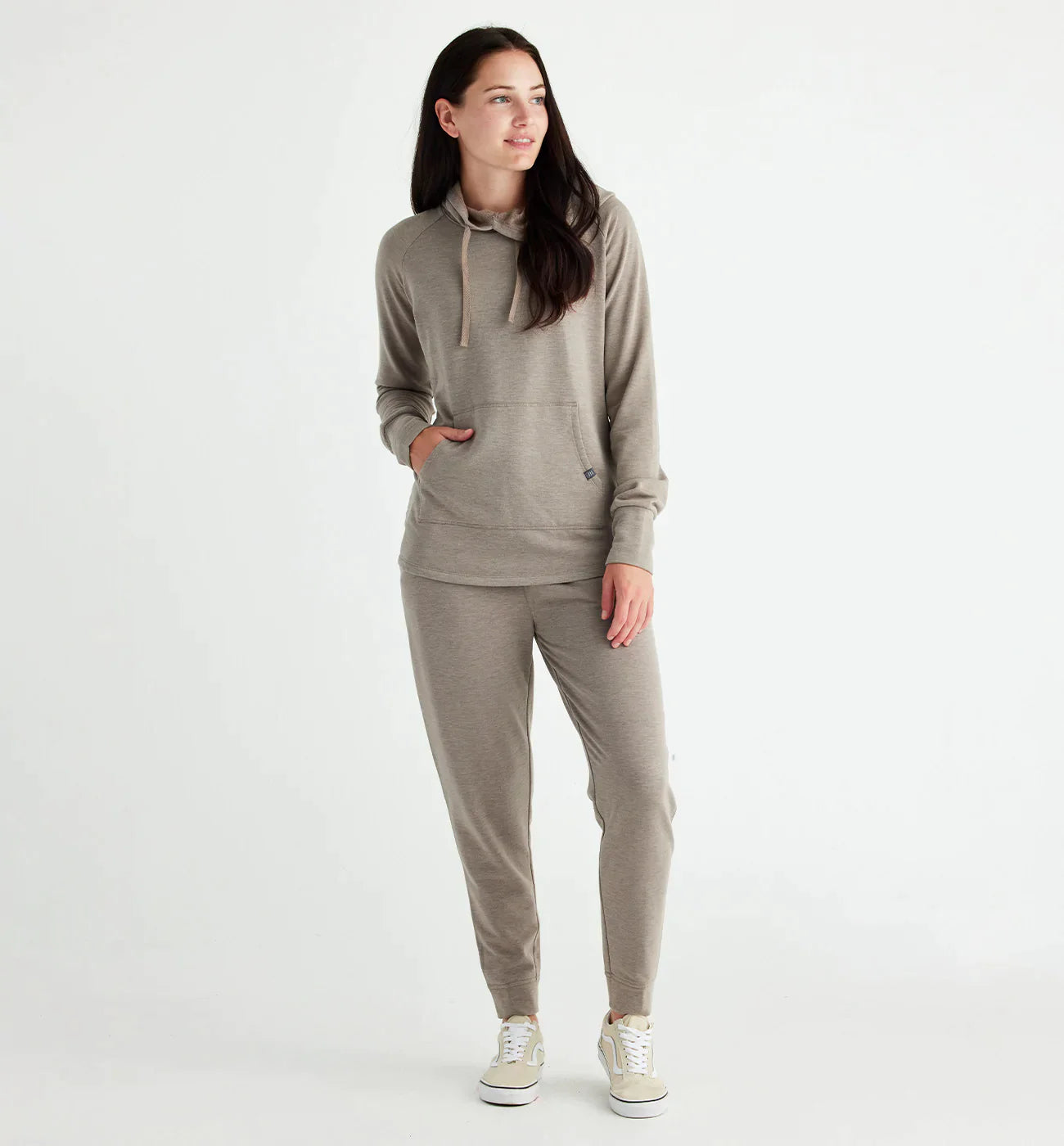 Free Fly Women's Bamboo Lightweight Fleece Pullover Hoodie - Heather Oat
